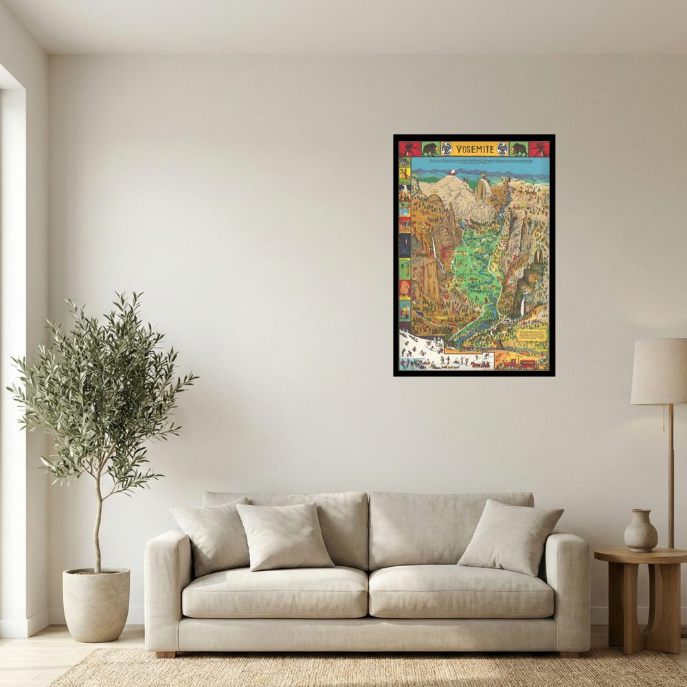 Vintage 1931 Yosemite National Park Map Poster