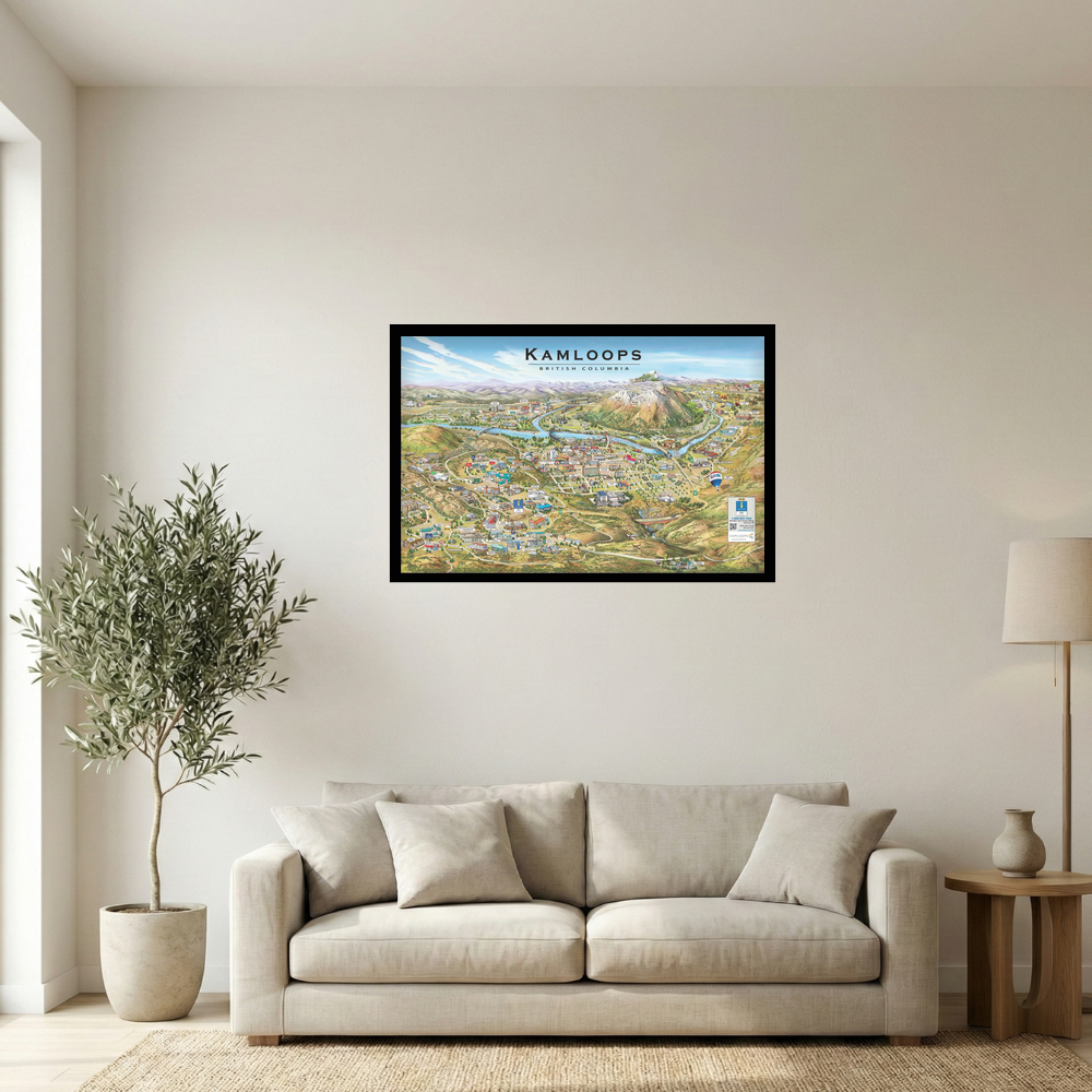 Vintage Kamloops British Columbia Map Poster