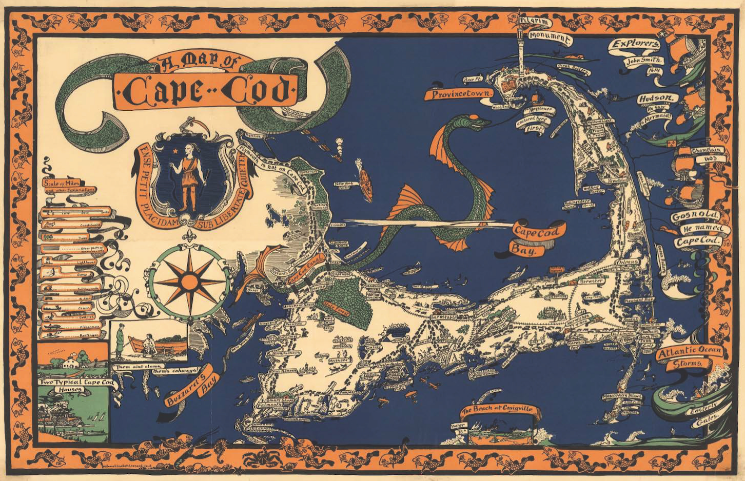 Vintage Cape Cod Pictorial Map Poster