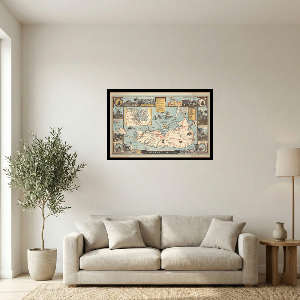 Vintage Nantucket Island Pictorial Map Poster