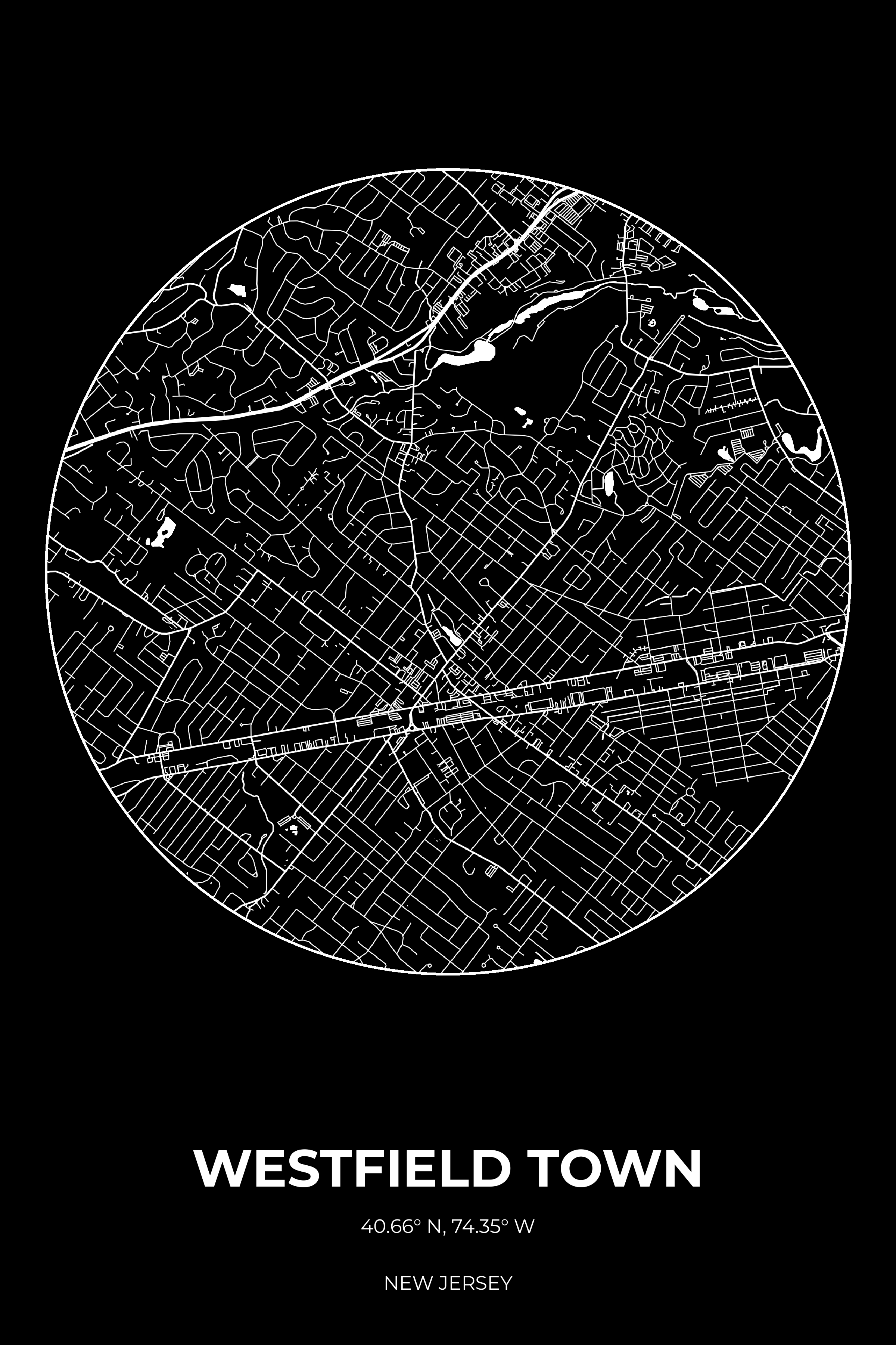 Westfield Town, New Jersey Inverse circle map