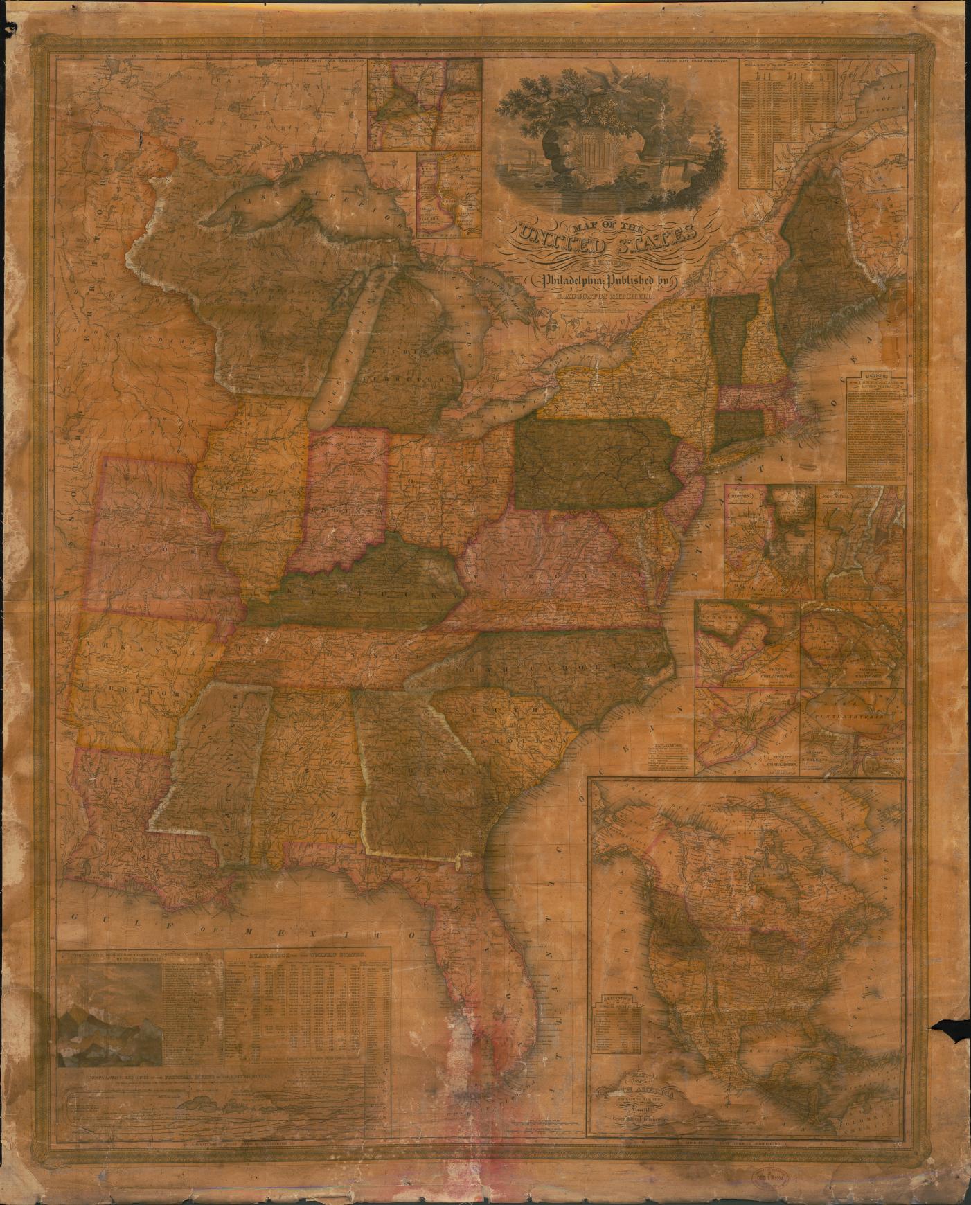Mid-19th Century Decorative Map of the United States