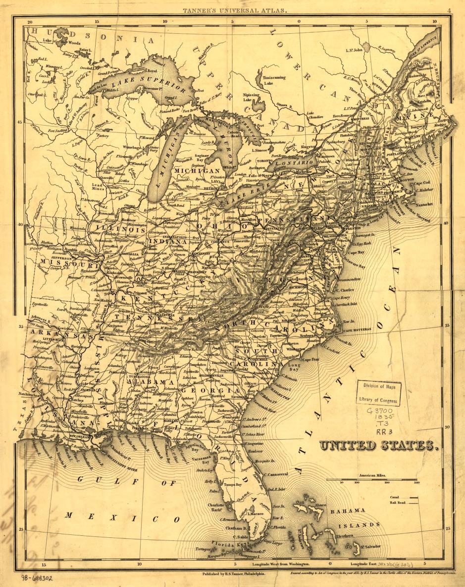 Early–Mid 19th Century Map of the Eastern United States