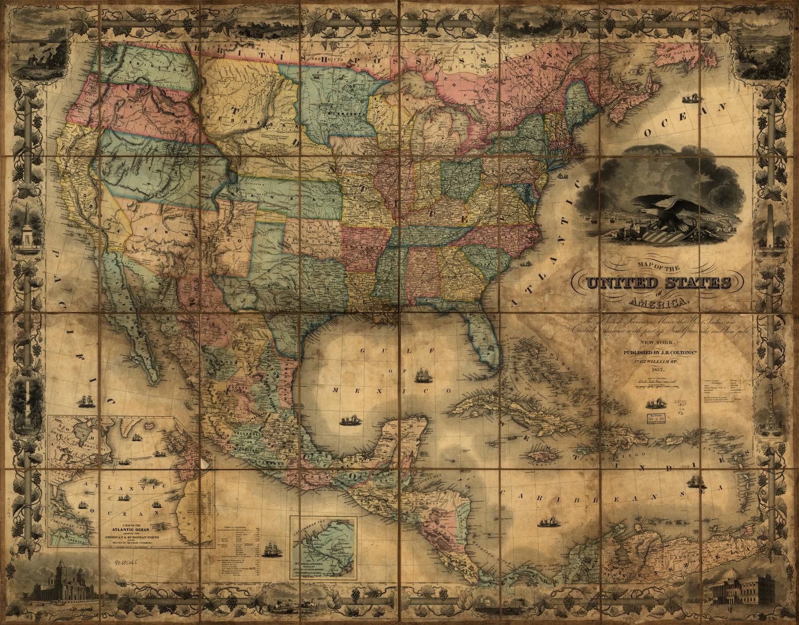“Map of the United States of America” by J. H. Colton