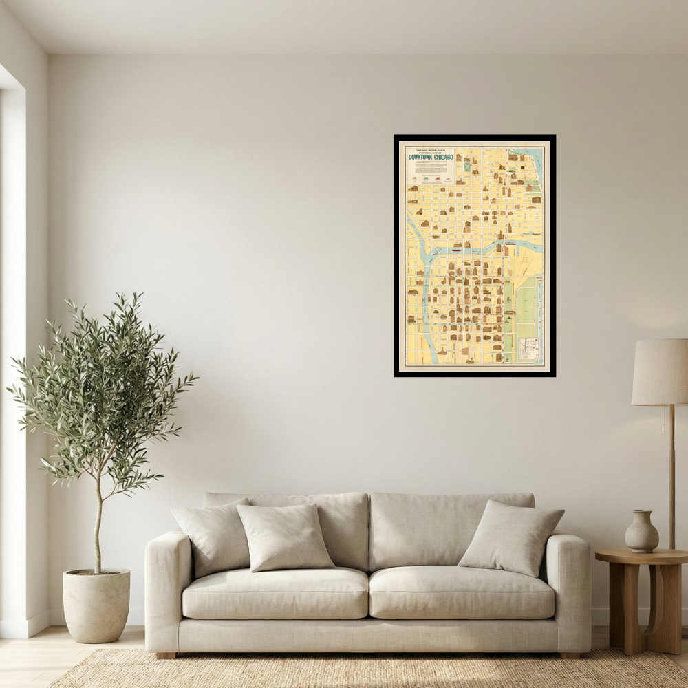 1928 Chicago Motor Coach Illustrated City Map Print Mockup