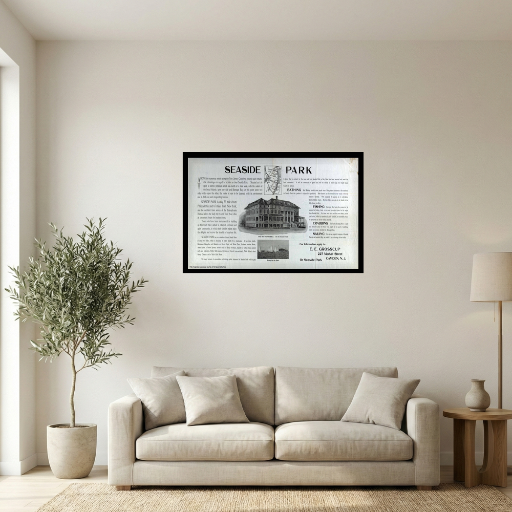 1909 Seaside Park New Jersey Vintage Resort Promotion Map Print Mockup