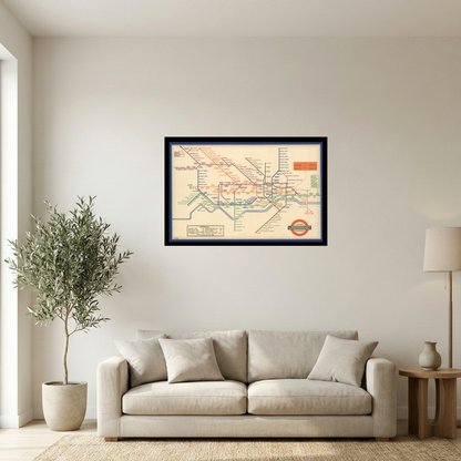 1933 London Underground Diagrammatic Transit Map Print Mockup