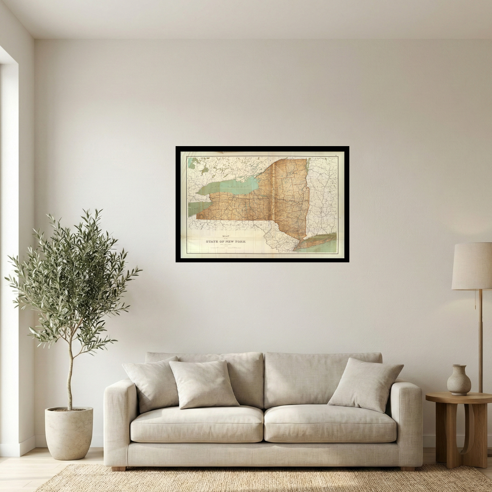 Vintage New York State Atlas Map Print Mockup