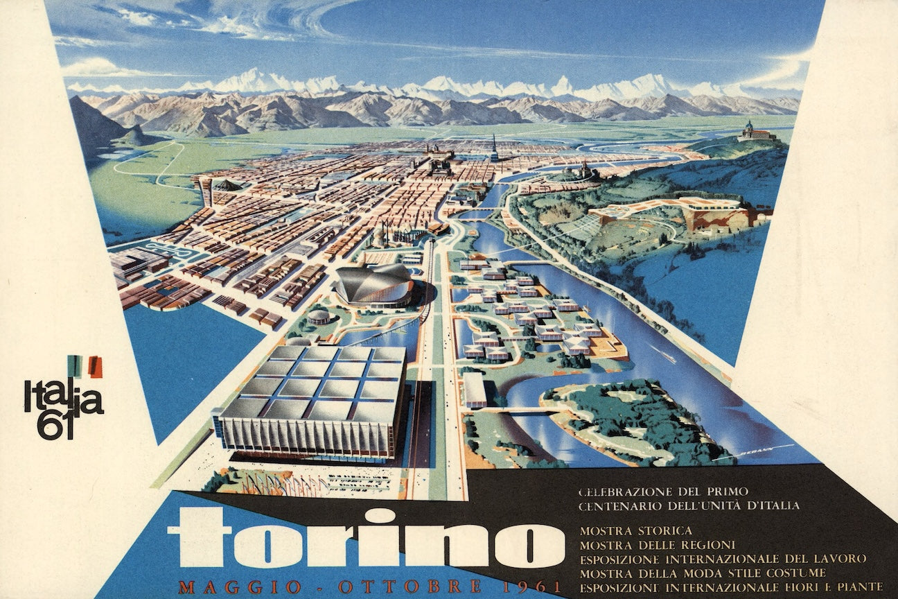 1961 Italia 61 Turin World Expo Modernist Map Print