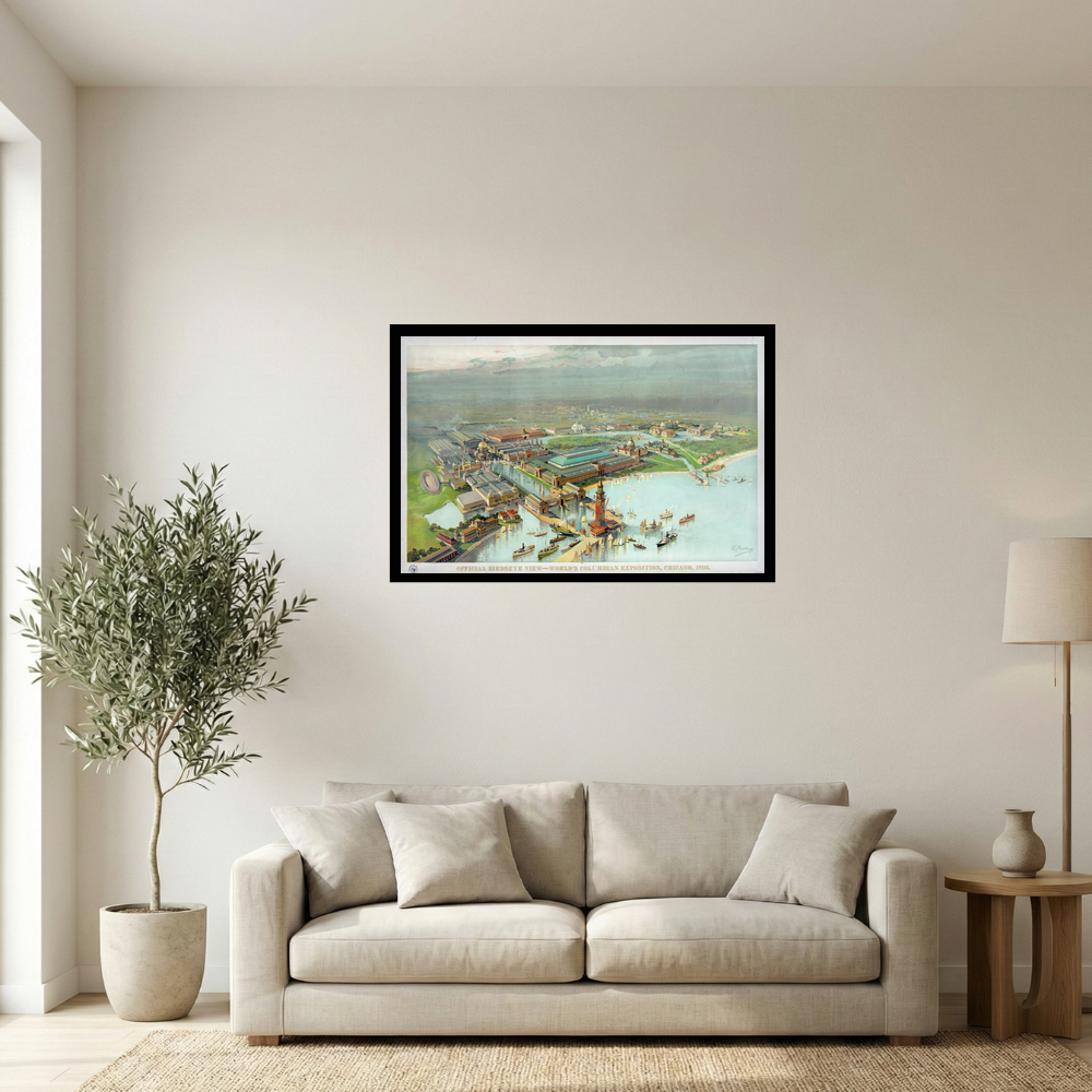 1893 Official Worlds Columbian Exposition Grounds Map Print Mockup
